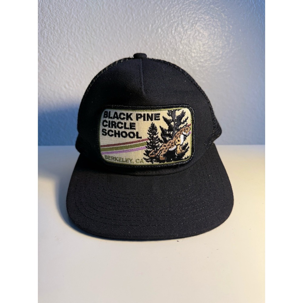 Black Pine Circle School Berkeley CA Trucker Hat Snapback Mesh Cap Black Patch